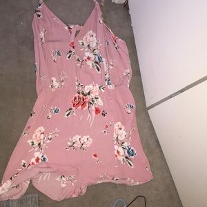 Floral neck-tie romper with open back